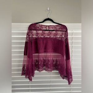 Free People Cannaregio Floral Mesh Lace Embroidered Bell Sleeve Top